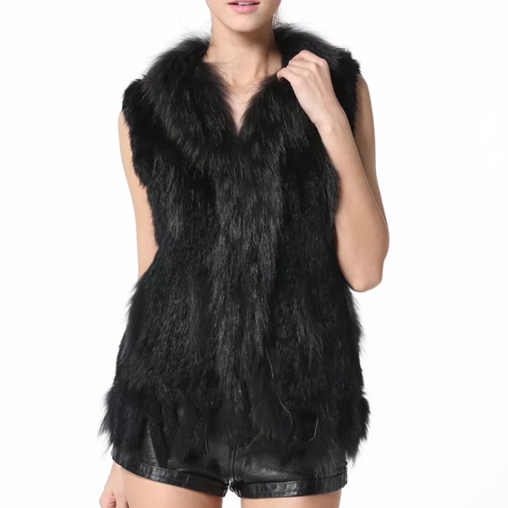 Rabbit & raccoon fur vest multi colors available